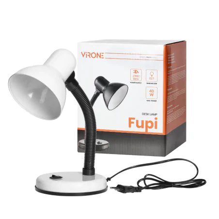 Lampki-biurkowe - lampka na biurko elastyczna biała do nauki z wyłącznikiem na podstawie fupi dl-4/w orno 