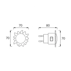 Lampki-do-kontaktu - lampka wtykowa led słońce 0,4w rex hl991l 02261 ideus 