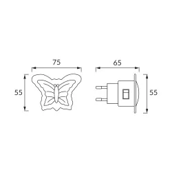 Lampki-do-kontaktu - lampka wkładana do kontaktu dziecięca czerwony motyl 02070 ideus 
