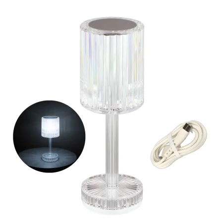 Lampki-nocne - kryształowa lampka stołowa led przenośna glamour dotykowa moda ideus 