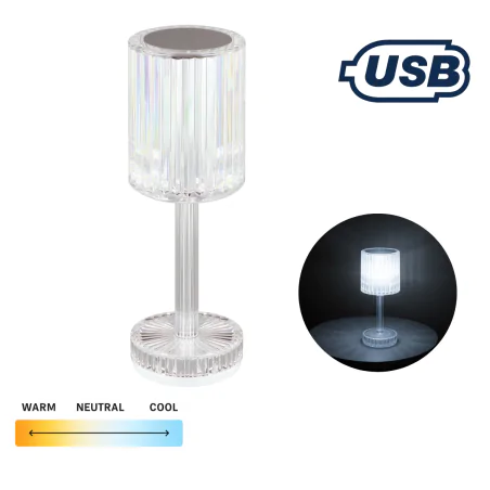 Lampki-nocne - kryształowa lampka stołowa led przenośna glamour dotykowa moda ideus 