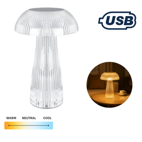 Lampki-nocne - akumulatorowa lampka led grzybek przenośna glamour kryształowa singa ideus 