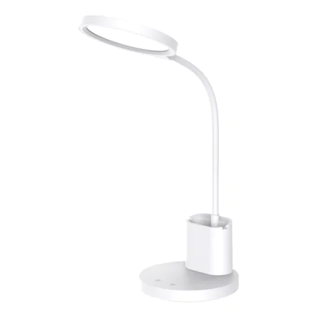 Lampki-biurkowe - lampa biurkowa biała z przybornikiem ściemnialna led scuola ml1016 eko-light 