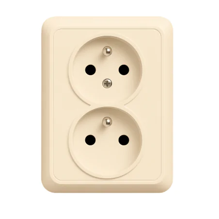 Gniazda-podwojne-podtynkowe - gniazdo podwójne z uziemieniem czeskie z ramką beżowe 1gpd-2z liza karlik 