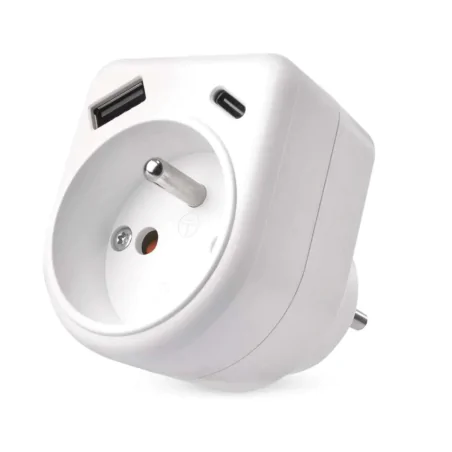Rozgalezniki - rozgałęźnik pojedynczy gniazdo elektryczne z wejściem usb-c i usb-a p0074 emos 