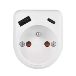 Rozgalezniki - rozgałęźnik pojedynczy gniazdo elektryczne z wejściem usb-c i usb-a p0074 emos 