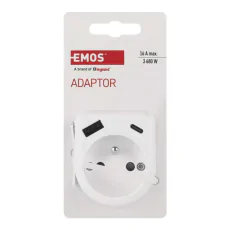 Rozgalezniki - rozgałęźnik pojedynczy gniazdo elektryczne z wejściem usb-c i usb-a p0074 emos 