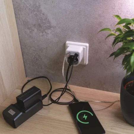 Rozgalezniki - rozgałęźnik pojedynczy gniazdo elektryczne z wejściem usb-c i usb-a p0074 emos 