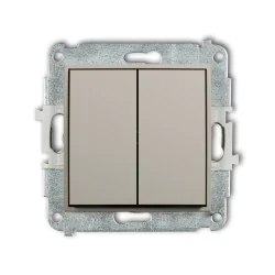 Wylaczniki-podwojne - brązowo-szary włącznik światła podwójny taupe 60mwp-2 mini karlik