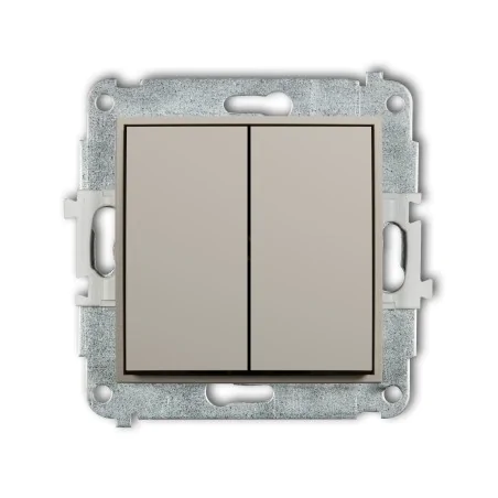 Wylaczniki-podwojne - brązowo-szary włącznik światła podwójny taupe 60mwp-2 mini karlik 
