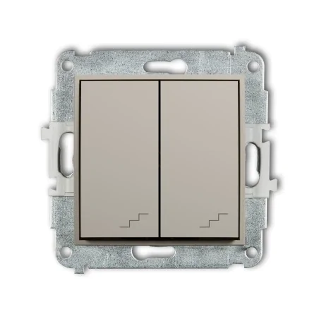 Wylaczniki-schodowe - brązowo-szary włącznik schodowy podwójny taupe 60mwp-33 mini karlik 