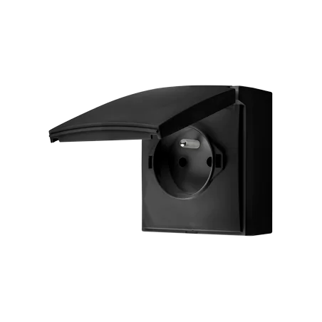 Gniazda-pojedyncze-natynkowe - gniazdo pojedyncze bryzgoszczelne natynkowe z czarną klapką simon aquaclick acgz1c/49 kontakt-simon 