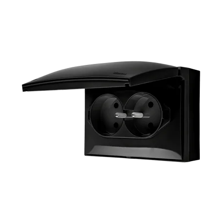 Gniazda-podwojne-natynkowe - gniazdo podwójne natynkowe z czarną klapką acgz2/49 simon aquaclick kontakt-simon 