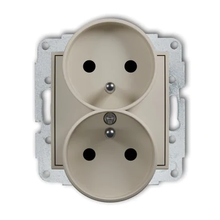 Gniazda-podwojne-podtynkowe - gniazdo podwójne z uziemieniem bez przesłon taupe 60mgpr-2zp mini karlik 