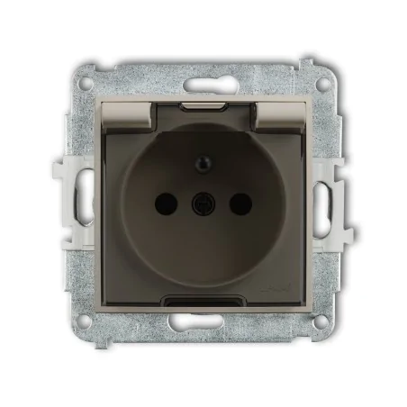 Gniazda-pojedyncze-podtynkowe - gniazdo hermetyczne z klapką dymną taupe 60mgpb-1zp  mini karlik 