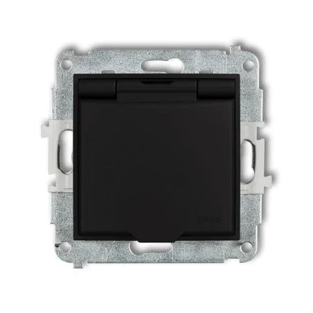 Gniazda-pojedyncze-podtynkowe - gniazdo hermetyczne do łazienki ip44 z czarną klapką 12mgpb-1zp mini karlik 