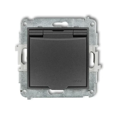Gniazda-pojedyncze-podtynkowe - gniazdo hermetyczne do łazienki ip44 z grafitową klapką 11mgpb-1zp mini karlik 