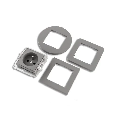 Gniazda-pojedyncze-podtynkowe - gniazdo hermetyczne łazienkowe ip44 z szarą matową klapką 27mgpb-1zp mini karlik 