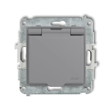 Gniazda-pojedyncze-podtynkowe - gniazdo hermetyczne łazienkowe ip44 z szarą matową klapką 27mgpb-1zp mini karlik 