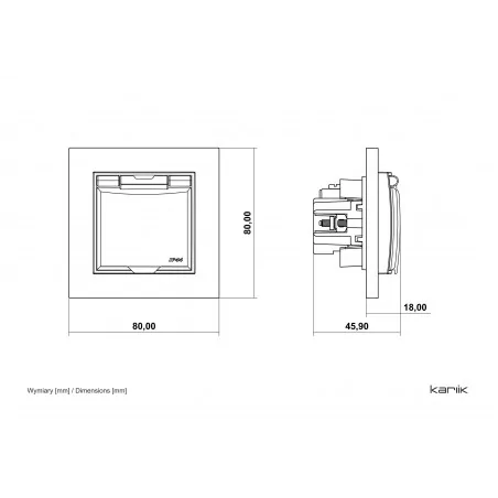 Gniazda-pojedyncze-podtynkowe - gniazdo hermetyczne do łazienki ip44 z grafitową matową klapką 28mgpb-1zp mini karlik 