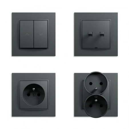 Gniazda-pojedyncze-podtynkowe - gniazdo hermetyczne do łazienki ip44 z grafitową matową klapką 28mgpb-1zp mini karlik 