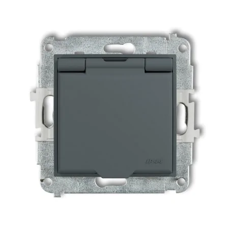 Gniazda-pojedyncze-podtynkowe - gniazdo hermetyczne do łazienki ip44 z grafitową matową klapką 28mgpb-1zp mini karlik 
