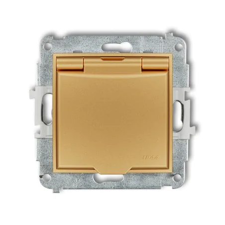 Gniazda-pojedyncze-podtynkowe - gniazdo hermetyczne do łazienki ip44 ze złotą klapką 29mgpb-1zp mini karlik 