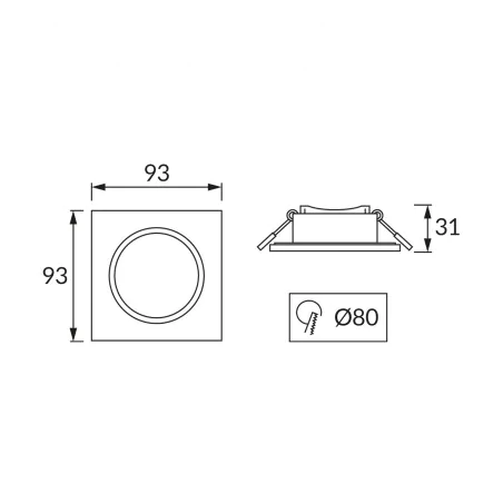 Oprawy-sufitowe-stale - oczko kwadratowe czarne hermetyczne do łazienki gu10 ip65 fanta 04880 ideus 