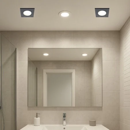 Oprawy-sufitowe-stale - oczko kwadratowe czarne hermetyczne do łazienki gu10 ip65 fanta 04880 ideus 