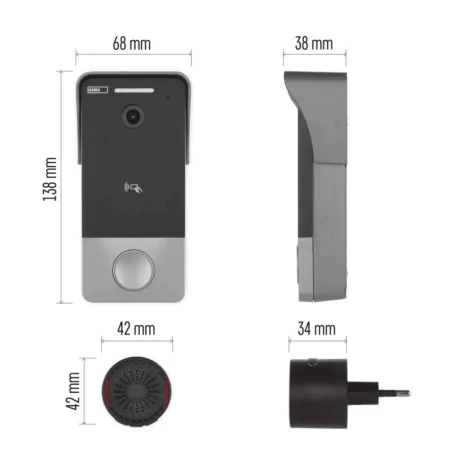 Wideodomofony - wideodomofon na wifi na aplikację mobilną zasilanie power over ethernet  h4033 emos 