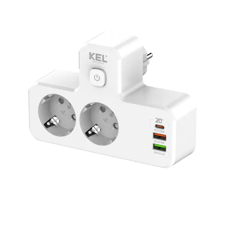 Rozgalezniki - rozgałęźnik podwójny biały z usb włącznikiem i podświetleniem uziemienie schuko w-72054 plastrol 