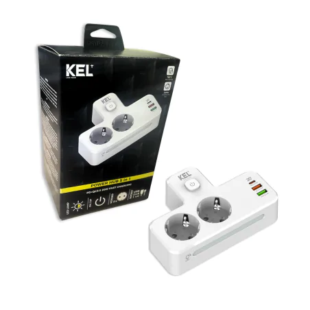 Rozgalezniki - rozgałęźnik podwójny biały z usb włącznikiem i podświetleniem uziemienie schuko w-72054 plastrol 