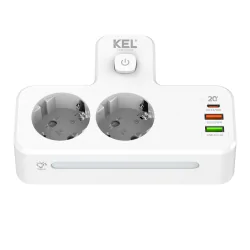 Rozgalezniki - rozgałęźnik podwójny biały z usb włącznikiem i podświetleniem uziemienie schuko w-72054 plastrol 