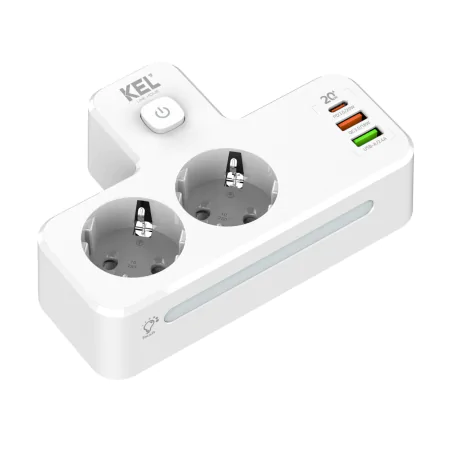 Rozgalezniki - rozgałęźnik podwójny biały z usb włącznikiem i podświetleniem uziemienie schuko w-72054 plastrol 