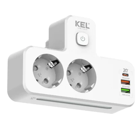 Rozgalezniki - rozgałęźnik podwójny biały z usb włącznikiem i podświetleniem uziemienie schuko w-72054 plastrol 