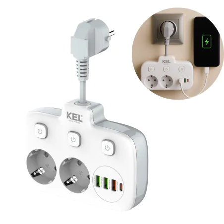 Rozgalezniki - rozgałęźnik podwójny z wyłącznikami rozdzielacz z wejściem usb w-72055 plastrol 