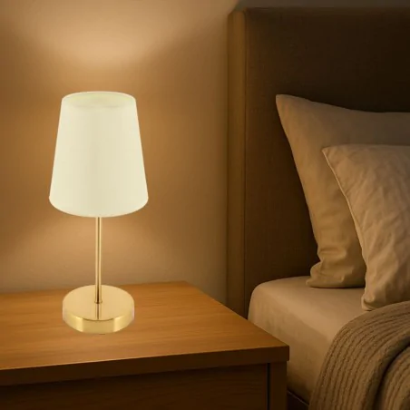 Lampki-nocne - lampka nocna złota na stolik do sypialni e14 fatima 04829 ideus 