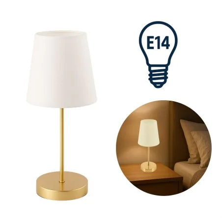 Lampki-nocne - lampka nocna złota na stolik do sypialni e14 fatima 04829 ideus 