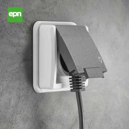 Gniazda-pojedyncze-podtynkowe - szare gniazdo podtynkowe elewacyjne z klapką aquant 5041-70 elektro-plast 