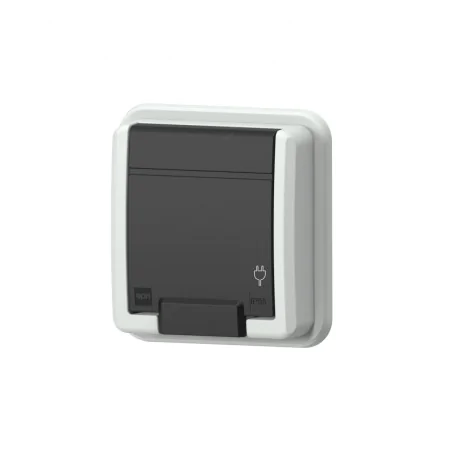Gniazda-pojedyncze-podtynkowe - szare gniazdo podtynkowe elewacyjne z klapką aquant 5041-70 elektro-plast 