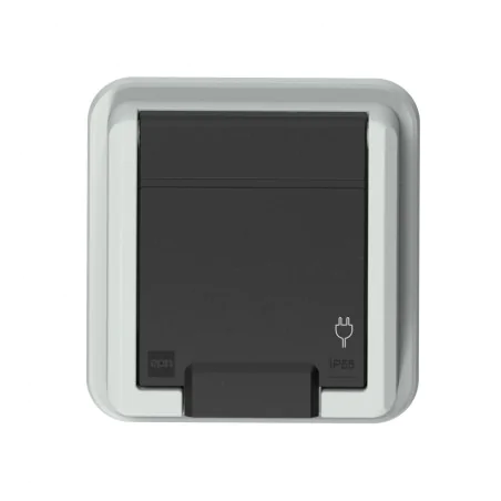 Gniazda-pojedyncze-podtynkowe - szare gniazdo podtynkowe elewacyjne z klapką aquant 5041-70 elektro-plast 