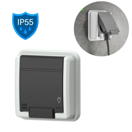 Gniazda-pojedyncze-podtynkowe - szare gniazdo podtynkowe elewacyjne z klapką aquant 5041-70 elektro-plast 