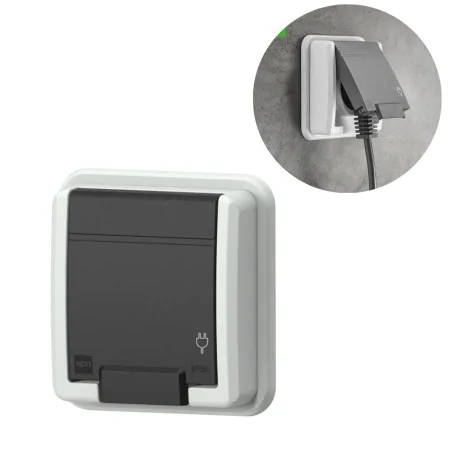 Gniazda-pojedyncze-podtynkowe - szare gniazdo podtynkowe elewacyjne z klapką aquant 5041-70 elektro-plast 