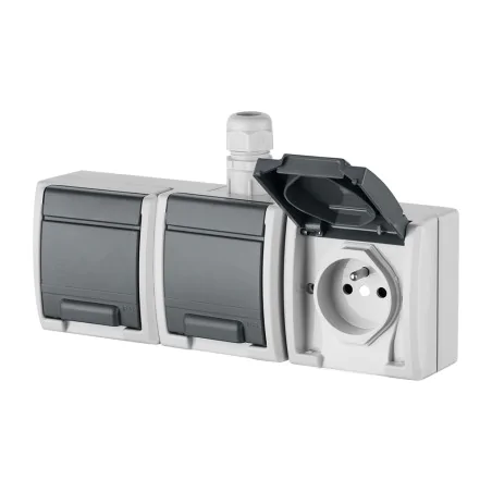 Gniazda-podwojne-natynkowe - 1243-65 aquant gniazdo potrójne natynkowe z klapką ip65 szare elektro-plast 