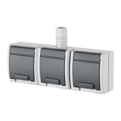 Gniazda-podwojne-natynkowe - 1243-65 aquant gniazdo potrójne natynkowe z klapką ip65 szare elektro-plast 