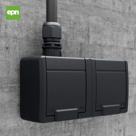 Gniazda-pojedyncze-natynkowe - aquant ciemne gniazdo pojedyncze natynkowe z klapką ip65 antracyt 5041-67 elektro-plast 