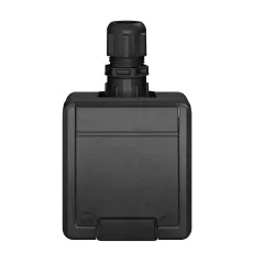 Gniazda-pojedyncze-natynkowe - aquant ciemne gniazdo pojedyncze natynkowe z klapką ip65 antracyt 5041-67 elektro-plast