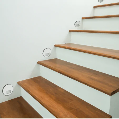 Oswietlenie-schodowe - oprawa schodowa led biała okrągła lampa ze zmienną barwą światła cct wektor 04859 ideus 