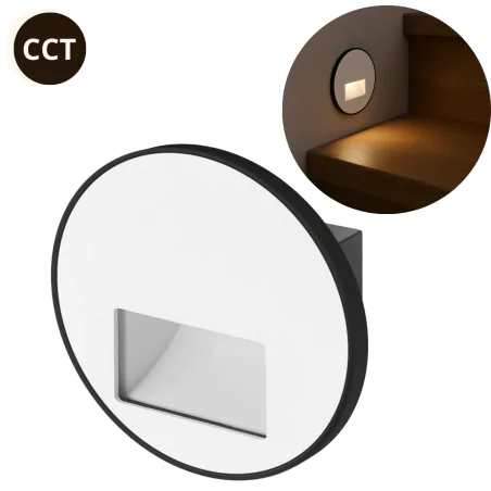 Oswietlenie-schodowe - oprawa schodowa led biała okrągła lampa ze zmienną barwą światła cct wektor 04859 ideus 