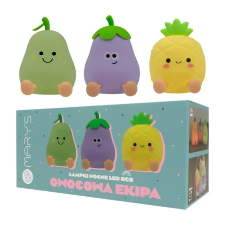 Oswietlenie-do-pokoju-dzieciecego - zestaw lampek nocnych owoce led 3w1 prezent dla dziecka interblue 